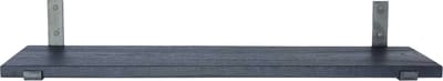 GoudmetHout® Wandplank Industrieel - 220 x 25 cm Muurplank - Zwart Eiken Hout - Decoratie Wandrek & Boekenrek - Hangplank Keuken - Wall Shelf + 2 Plankdragers van Ruw Staal