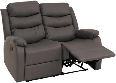 2-zits bioscoopstoel MCW-O62, relaxfauteuil televisiefauteuil met armleuning, ligfunctie kunstleer ~ grijs