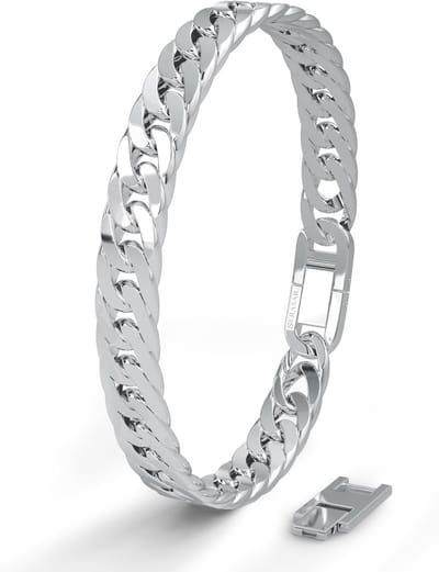 SERASAR | Premium roestvrijstalen armband voor heren [Cubaans] | 316L chirurgisch staal | Waterdicht | Veilige sluiting | Zilver, 17 cm | Inclusief sieradendoosje