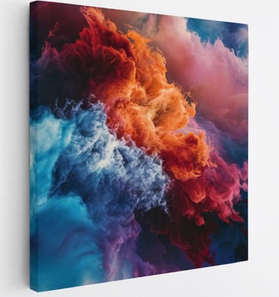Saammp Canvas Schilderij - kleurenwolk - Abstract - 20x20 - Foto op canvas - Wanddecoratie - Muurdecoratie Woonkamer - Slaapkamer decoratie - Canvas Print