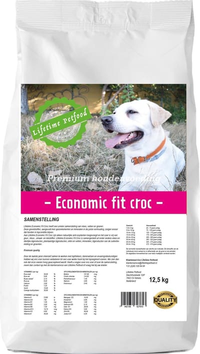 Lifetime Petfood Economic Fit Croc – Hondenvoer – Adult – 3 Kg – Krokant - Droogvoer