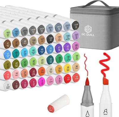 Alcohol Markers - Brush Pens Set - 53 Kleuren - Dubbele Punt (Borstel en Chisel) - Alcohol Inkt - Voor Kunstenaars en Kleurliefhebbers