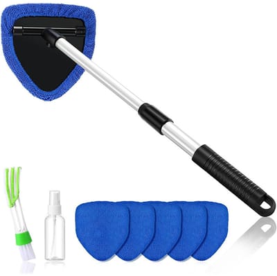 1 set - Voorruitreinigingsborstel - borstel - Reinigingsborstel - Glasreinigingsgereedschap - microvezelmateriaal - blauw