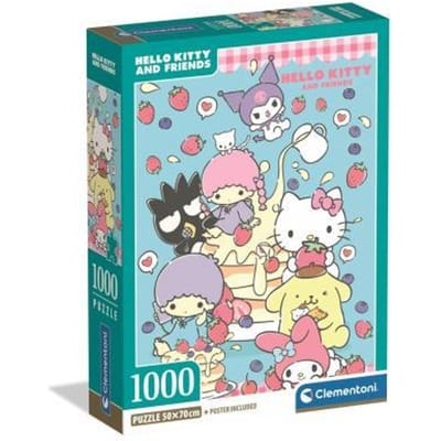 Clementoni Legpuzzel Hello Kitty - Puzzel 1000 Stukjes - Compact Box Puzzle - Puzzels en Legpuzzels voor Volwassenen