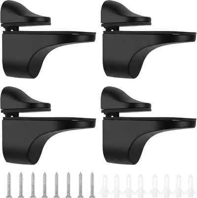 Verstelbare Plankdragers - Glashouder voor 3-20mm Dikte - Set van 4 - Wandhouder voor Glas en Hout - Inclusief Montageset- zwart