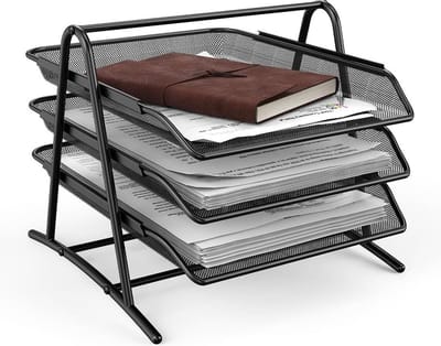 3 Laags Briefhouder Stapelbaar Gaas Bureau Organizer voor A4 Documenten