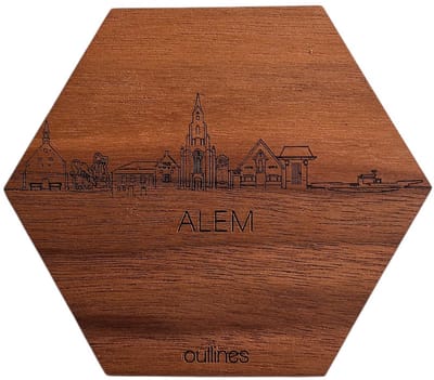 5x Onderzetters Skyline van Alem - 10x9cm - Notenhout