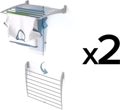 2x Foxydry Fold 60 DOWN - wasdroogrek wandmontage clicksysteem - neerwaartse sluiting - 60 x 50 x 10 cm