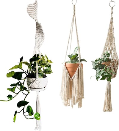 Plantenhanger Macramé - Hangende Mand - Decoratief Ophangen - Handgeweven Stijl - 25x20x8 cm - Natuurlijk