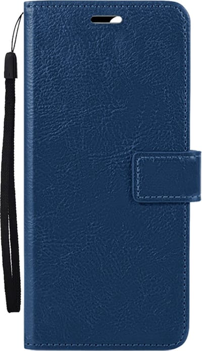 Hoesje Met Pasjeshouder - Geschikt voor Apple iPhone 16 - Luxe Bookcase Portemonee - Flip Case - Kunstleer Book Case - Flipcase - Book Cover - Walletcase - Portemonneehoes - Donkerblauw
