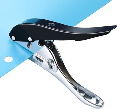 Perforator - Enkelvoudige perforator - Papierperforator - Draagbare handheld - 8 mm perforator - Ronde perforator voor etiketten, papieren kaarten, plastic kaarten (zwart)
