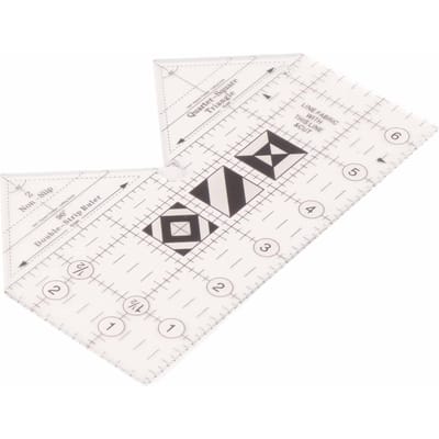 Liniaalraster 456090 graden dubbele strookliniaal transparant acryl antislip kwartdriehoek white