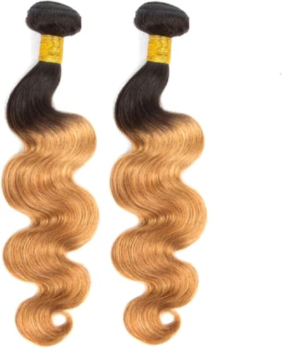 Braziliaanse Remy weave - 18 inch golf human hair extensions - kleur1b/27 blonde - bundel 1 stuk- bundel menselijke haren