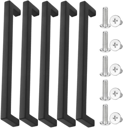 Dailygoods- Deurgrepen 5 Stuks - Zwarte Handgrepen - Aluminiumlegering - Gatafstand 160 mm - Platte Kopschroeven - Stijlvol Design