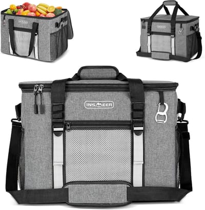 Thijox - Grote koeltas 50L, Zachte Opvouwbare Koeltas voor 80 Blikjes, Lekvrij met Afneembare Schouderriem, Draagbare Thermotas voor Strand, Picknick