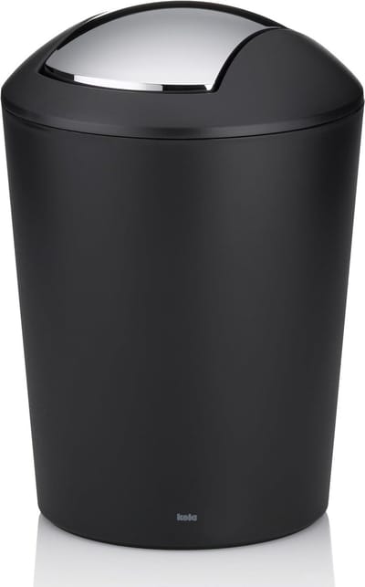 Vuilnisbak met Swing-Deksel - 1,7 L - Kunststof - Wit/Zwart - Perfect voor Badkamer