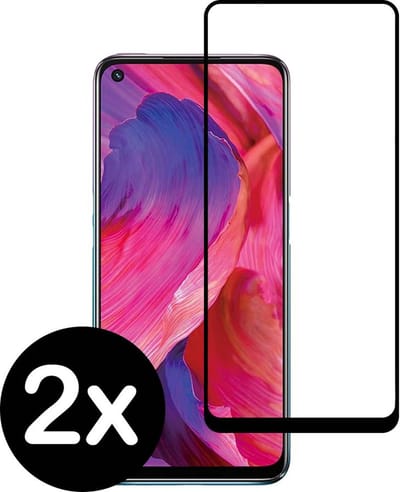Smartphonica Full cover glass screenprotector voor Oppo A54 5G van gehard glas met afgeronde hoeken - 2 stuks geschikt voor Oppo A54 5G