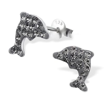 Princess Oorbellen Dolfijn - 925 Zilver E-Coating - Dier - 10x9mm