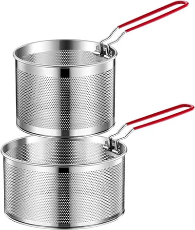 2-delige RVS Colander Set voor Pasta en Frituren - Ideaal voor Afvoeren, Wassen en Stomen in de Keuken - 18 cm ronde manden