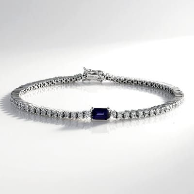 Cavill - Zilveren Armband 925 Sterling Zilver Gerhodineerd - Ioliet 0 477 ct Achthoek - 74 Tanzanische Zirkonen Totaal 3 87 ct Elegant Dames Sieraad