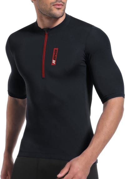 MEETYOO Essential Fietsshirt Heren - Korte Mouwen - Heren Wielrenshirt - Met 3 zakken-Zwart-XXL