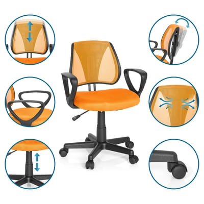 Kinder bureaustoel KIDDY CD Netstof oranje hjh OFFICE