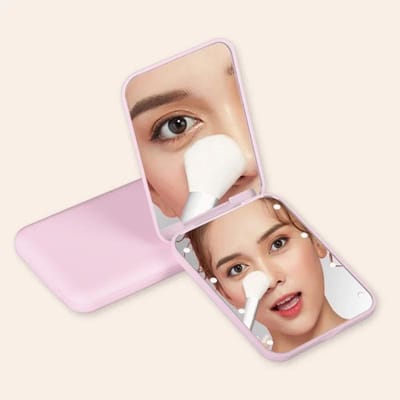 Mini Compacte Led Make-upspiegel met Licht 2x Vergrotend Kleine Zak Draagbare Reis Roze Zwart Opvouwbare Cosmetische Kapspiegels roze