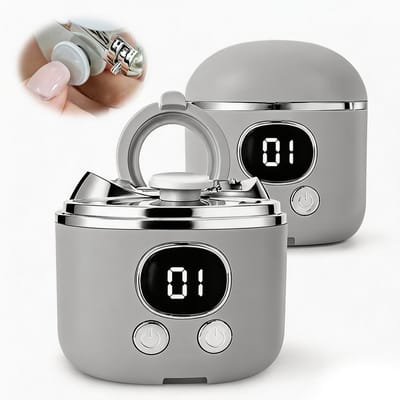 Elektrische nagelknipper - 2-in-1 automatische elektrische nagelknipper en trimmer - met polijstfunctie - met vergrootglas + LED-verlichting - 3 instelbare snelheden - Geschikt voor vingers en tenen senioren | Volwassenen | Vrouwen - Grijs
