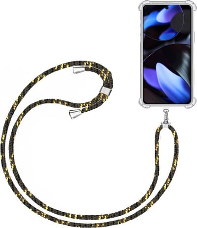Telefoonkoord + Hoesje Geschikt voor Google Pixel 9 / 9 Pro - Lengte Verstelbaar - Telefoonketting - Shock Proof Case - Zwart Goud