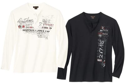 ATLAS FOR MEN - Set van 2 longsleeves met Henley-kraag Explorer - Heren - Verkrijgbaar in grote maten - L