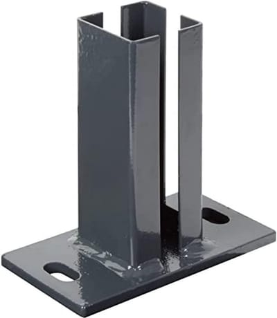 Paalhouder Hoekpaal - Hekpaal Bevestiging - Dubbelstaafmat Hek - Thermisch Verzinkt Coating - 150x80mm Plaat - Antraciet