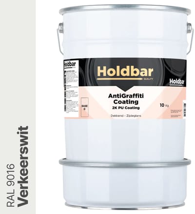 Holdbar Anti Graffiti Coating Verkeerswit (RAL 9016) 10 Kg - Maakt Graffiti verwijderbaar - Graffiti Verwijderen - In Alle Kleuren - Voor Steen, Beton, Hout, Metaal en Tegels