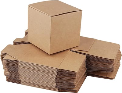 100 stuks kleine bruine papieren geschenkdozen, Kraft vierkante dozen met deksel voor bruiloften, verjaardagen en cadeauverpakking, 8 x 8 x 8 cm