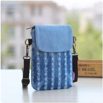 Denim 3-laags mini-messenger voor dames, mobiele telefoontas, schoudertas, portemonnee, handtas, portemonnee, damestas, draagtas gray