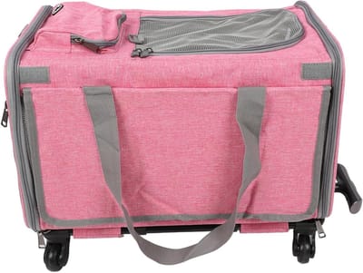 Reisbox Huisdieren - Draagbare Kooi - Comfortabel Reizen - Opvouwbaar Met Wielen - 47 x 30 x 30 cm - Roze