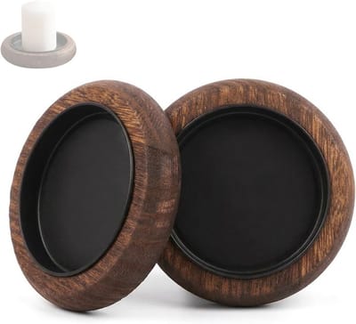 Set van 2 Houten Kaarsenhouders voor Decoratie, Ideaal voor Tafel, Pillar Kaarsen en Feestdagen