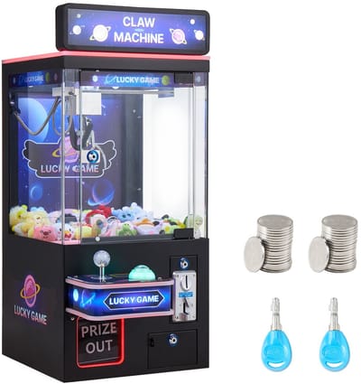 Arcade grijpmachine - Middelgrote prijzenautomaat - LED-verlichting en geluid - Verstelbare stalen klauwen - Voor detailhandel en thuisgebruik - Zwart-paars