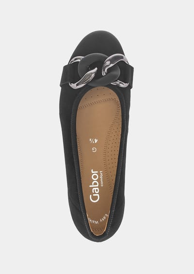 Ballerina's van leer met sierketting - zwart - Gr. 36 van Goldner Fashion