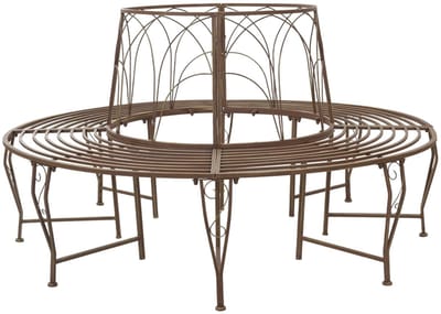 vidaXL - Boom - Bank - 8-Aantal - zitplaatsen - Ø - 160 - x - 89 - cm - Staal - Antiek - Bruin