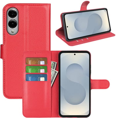 MobyDefend Hoesje - Geschikt voor Samsung Galaxy S25 Edge - Kunstleren Wallet Book Case (Sluiting Voorkant) - Rood