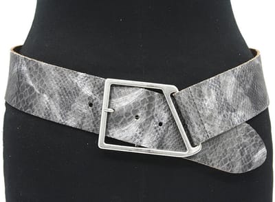 Dames brede afhangriem grijs slang - 6 cm breed - Leer - Brede riem - Casual chique - Maat 90