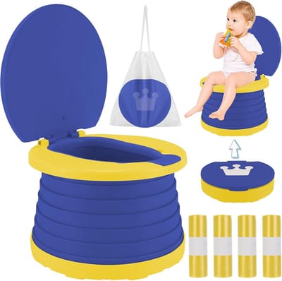 Kinderpotje - Reispotje - Zindelijkheidstraining - Opvouwbaar en draagbaar - Inclusief 60 zakken - Blauw