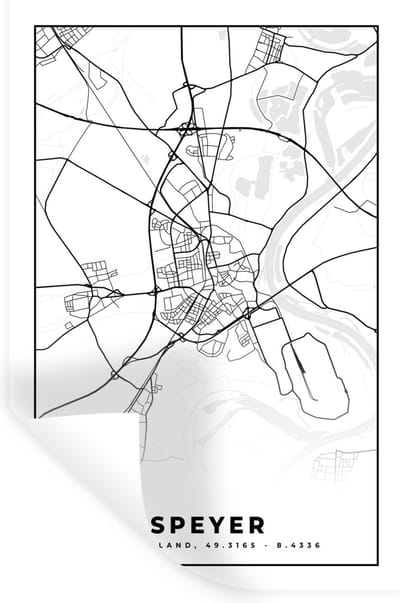 Muurstickers - Sticker Folie - Speyer - Plattegrond - Stadskaart - Kaart - 20x30 cm - Plakfolie - Muurstickers Kinderkamer - Zelfklevend Behang - Zelfklevend behangpapier - Stickerfolie