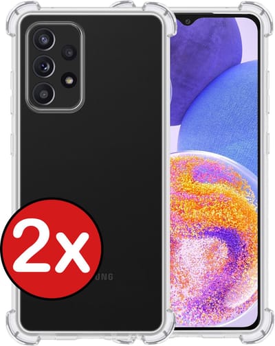 Hoesje - 2 Stuks - Geschikt voor Samsung Galaxy A23 - Sterk & Shockproof - Back Cover - Siliconen Case - Telefoon Hoes Shock Proof - Telefoonhoes - Transparant