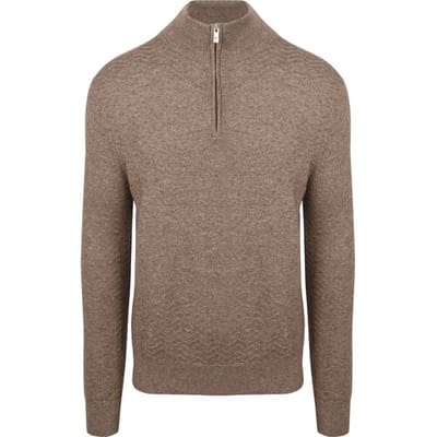 R2 Pullover Halfzip Weave Structure Taupe - Maat L - Heren - Quarter zip