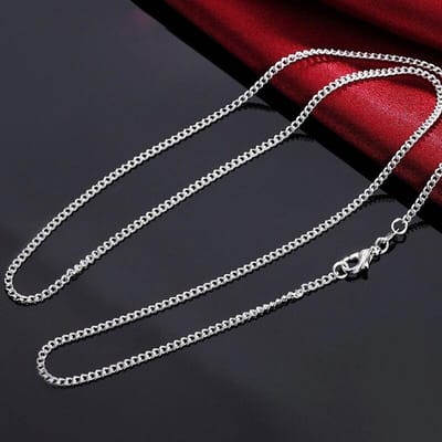 Nieuwe 925 Sterling Zilver 16/18/20/22/24/26/28/30 Inch 2mm Zijketting Ketting voor Vrouwen Mannen Mode Charm Sieraden Cadeau 75cm black