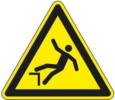 Pas op valgevaar bord, kunststof, W008 150 mm