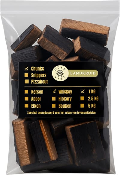 BBQ Rookhout Chunks Whiskey Barrel 1 kg - Unieke BBQ Smaak van Gerijpt Eikenhout - Ocin Vita