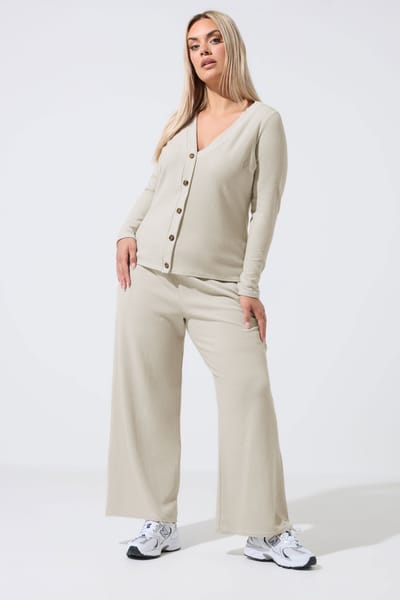 Limited Collection Beige Bruin Crinkle Broek Met Wijde Pijpen Size 38