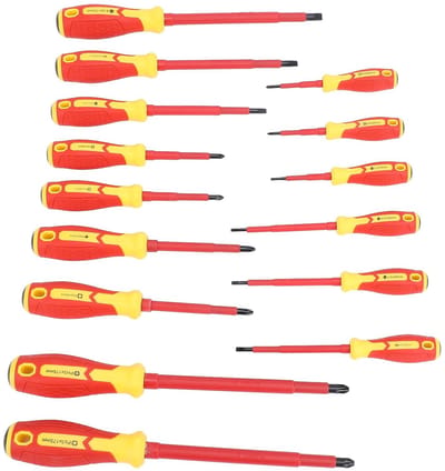 Dailygoody - Geïsoleerde Elektricien Schroevendraaierset - Professionele Elektrische Schroevendraaier - Rood - 1000V - Voor Voertuigreparatie - Ergono...